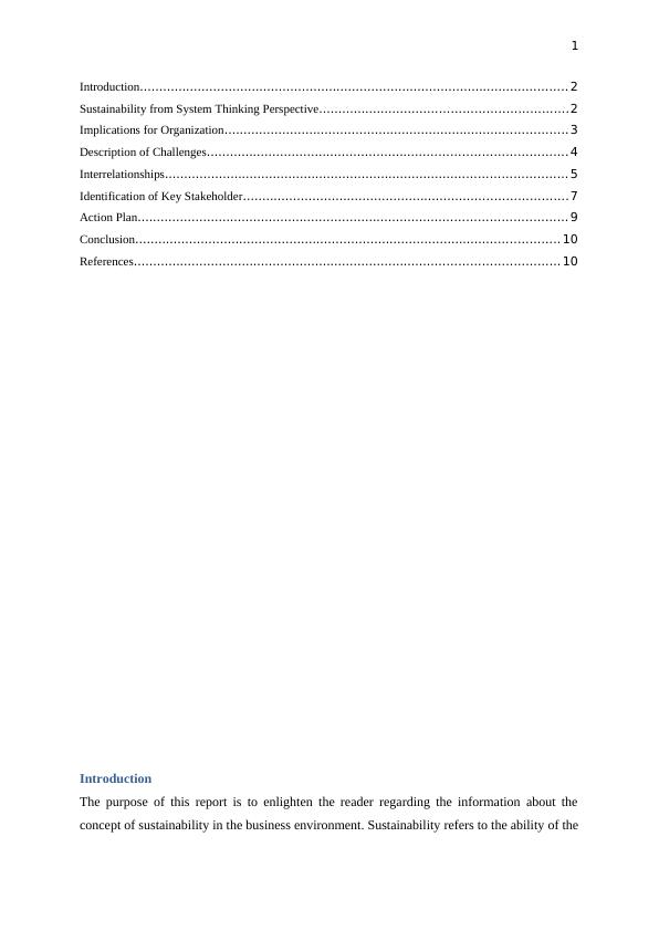 Sustainability Practice From System Thinking Perspective | Desklib