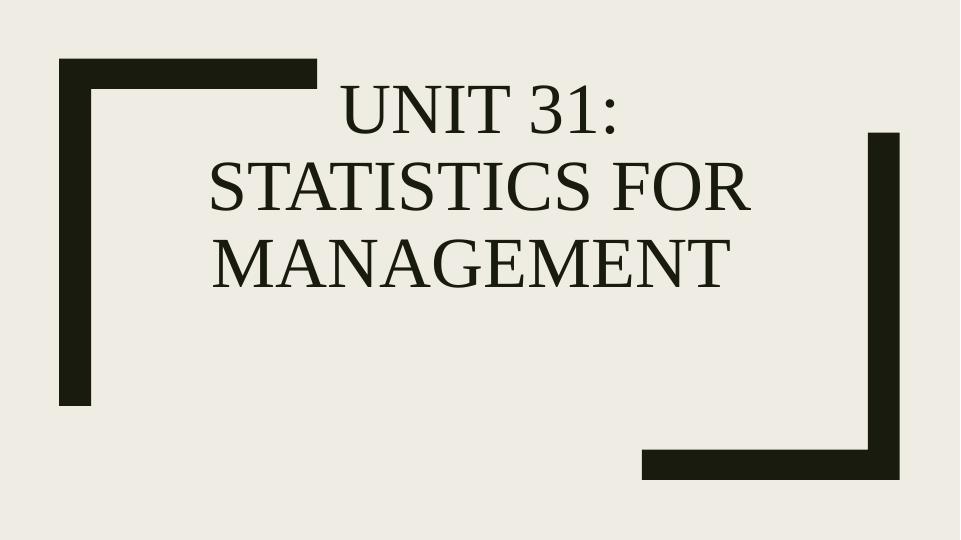 Statistics for Management - Desklib