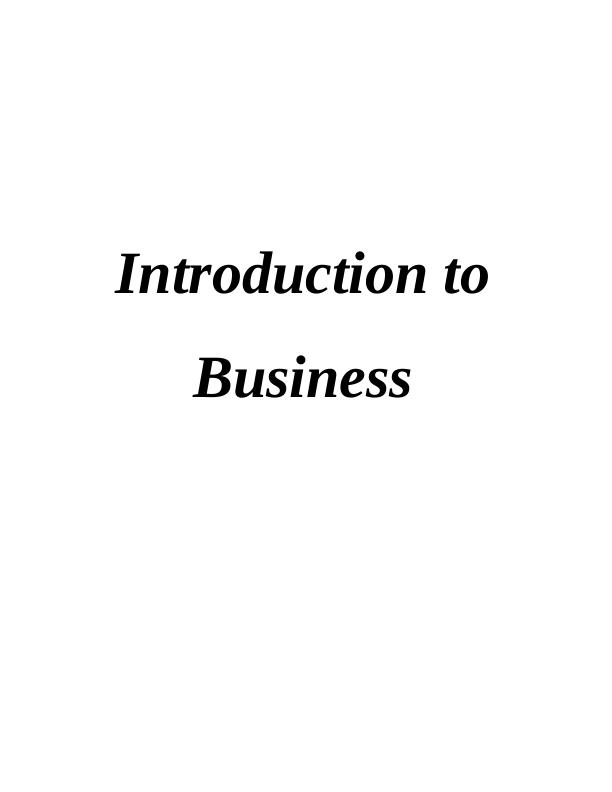 introduction to business assignment answers