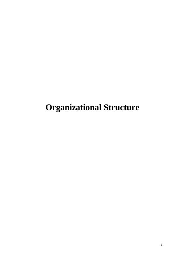 Organizational Structure - Sample Assignment_1