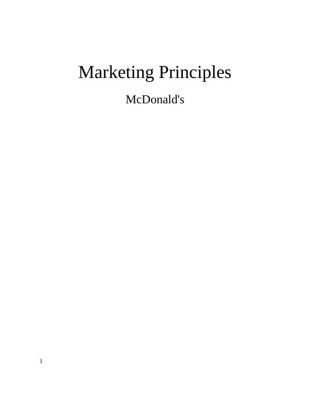 (solved) Marketing Principles McDonald's_1