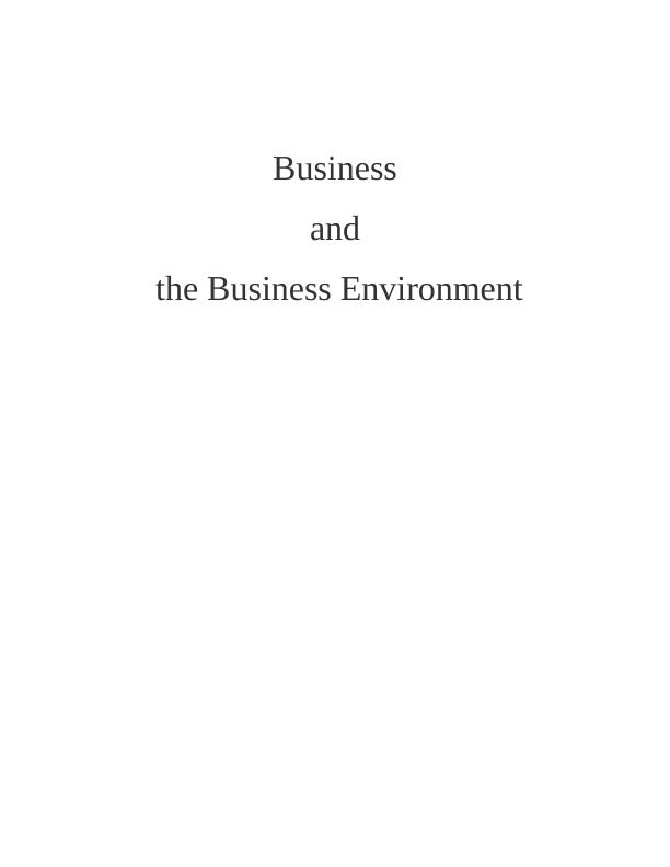 Business Environment and Business - Marks and Spencer_1