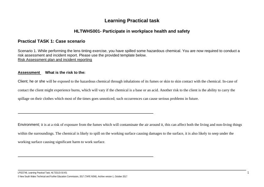 Participate in workplace health and safety  Assignment_1