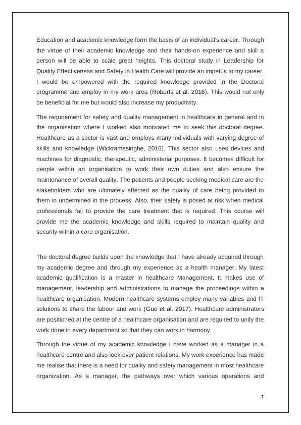 Doctoral Study in Leadership for Quality Effectiveness and Safety in Health Care_1