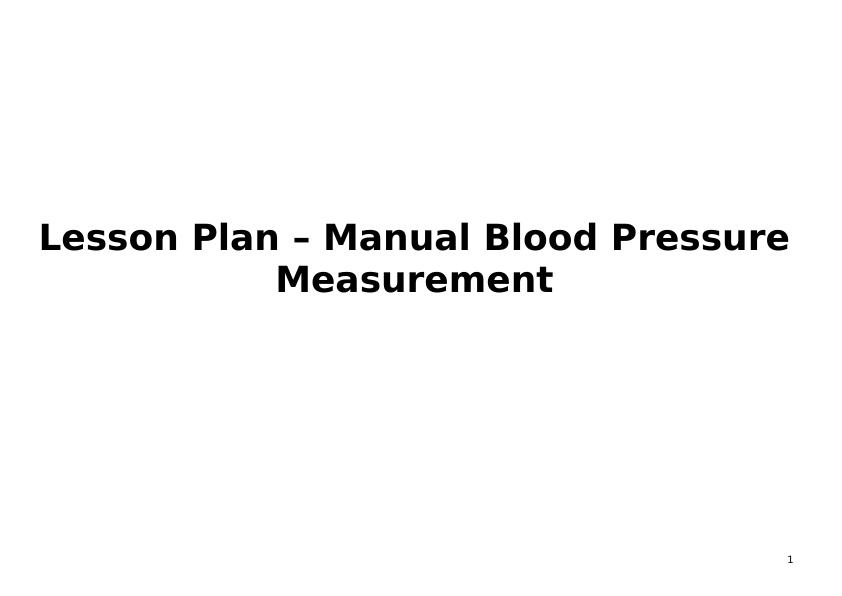 Lesson Plan  Manual Blood Pressure Measurement_1