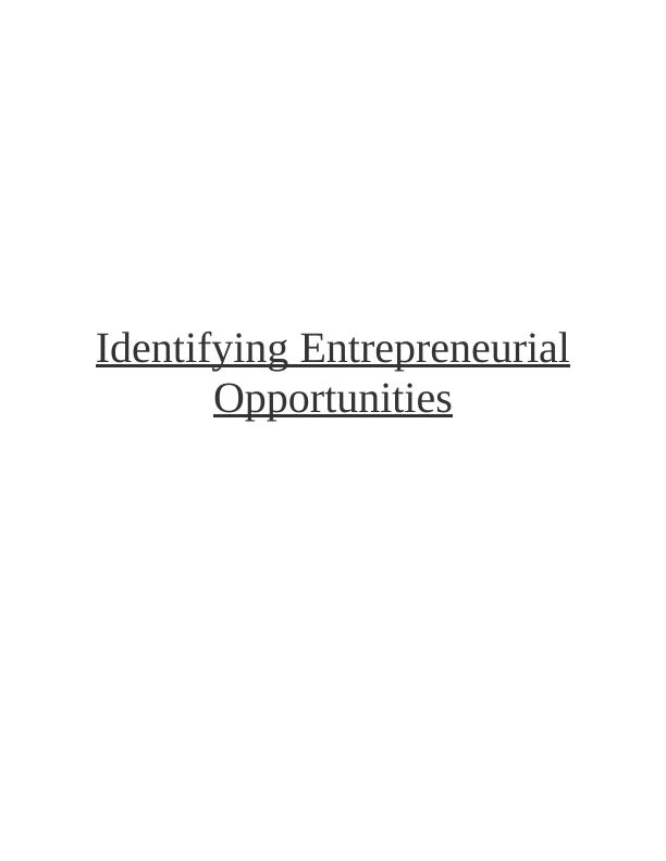 Identifying Entrepreneurial Opportunities Assignment - Restro Cafe_1