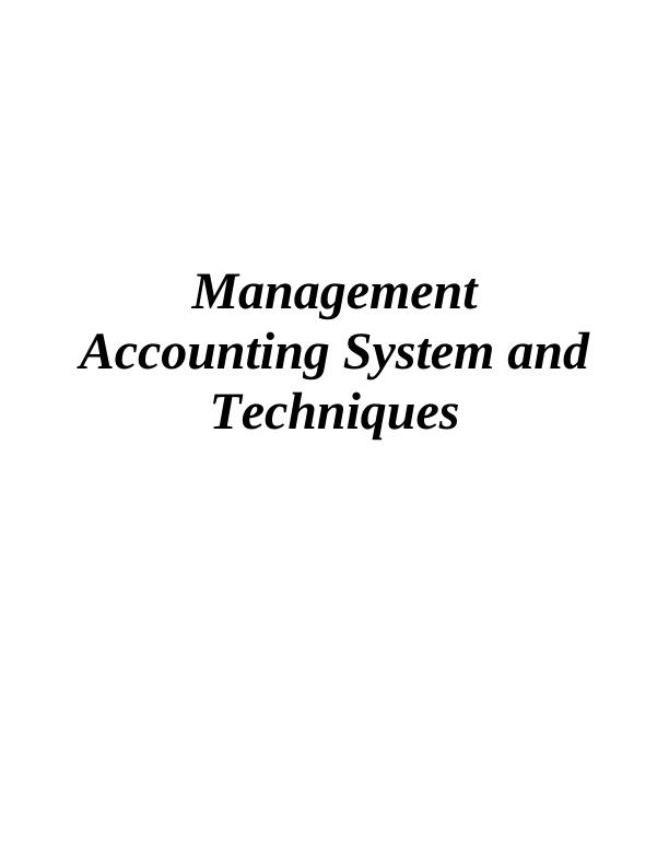 Management Accounting System and Techniques_1
