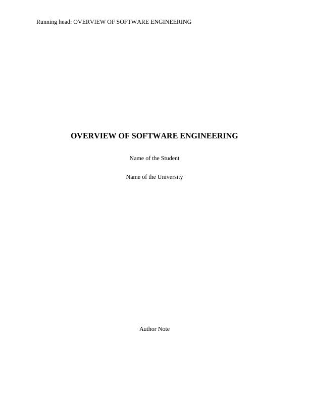 Overview of Software Engineering Assignment 2022_1