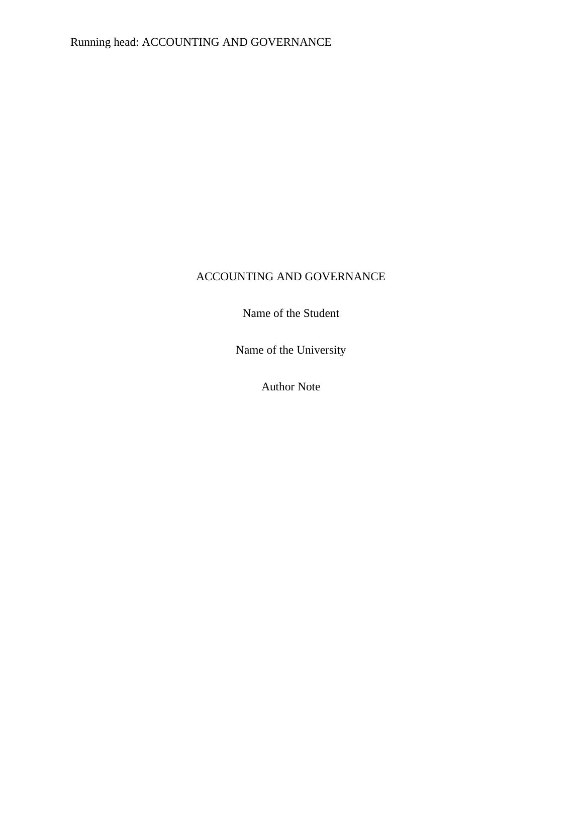 Accounting And Governance Accounting Report 2022