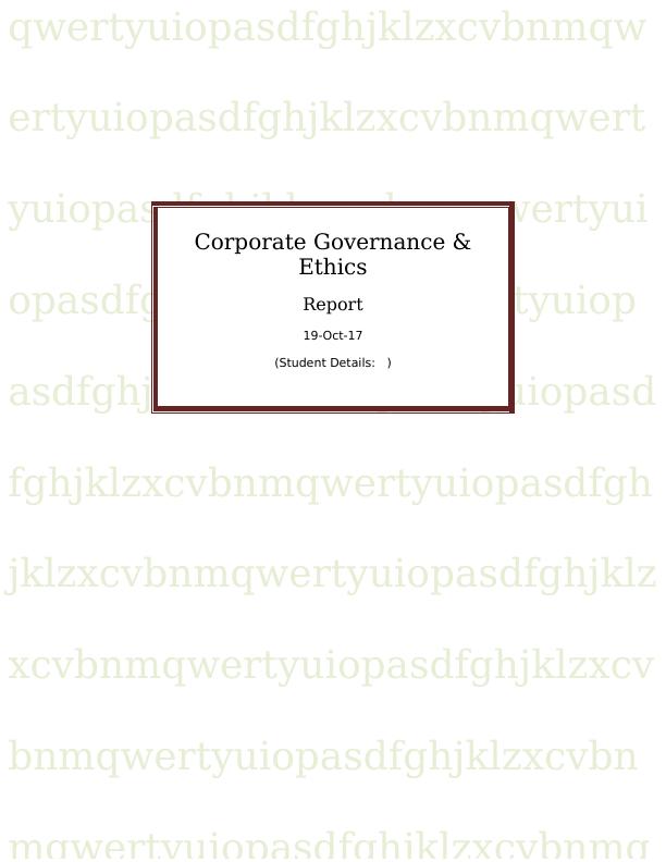 Corporate Governance & Ethics  Assignment_1