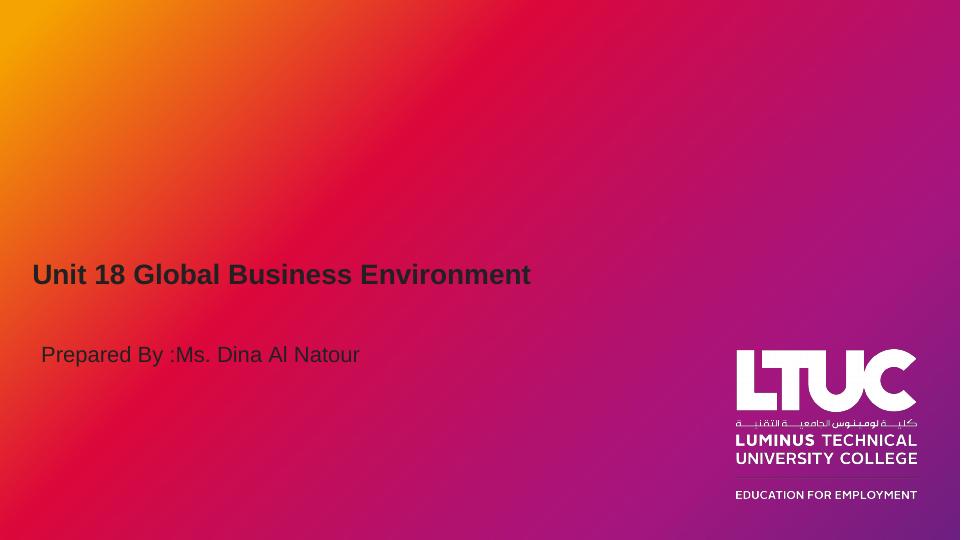 Unit 18 Global Business Environment :  Assignment_1