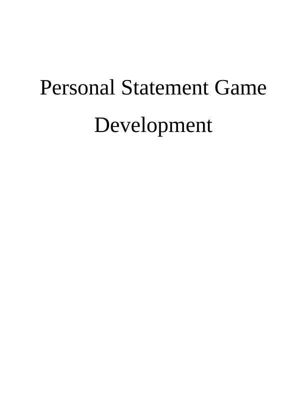 game development course personal statement