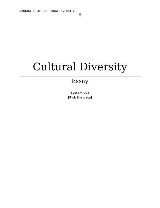 Cultural Diversity - Essay on Intercultural Learning and Competence_1