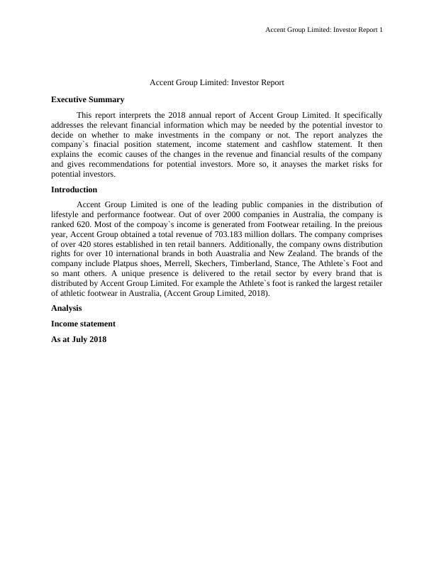 Accent Group Limited: Investor Report_1