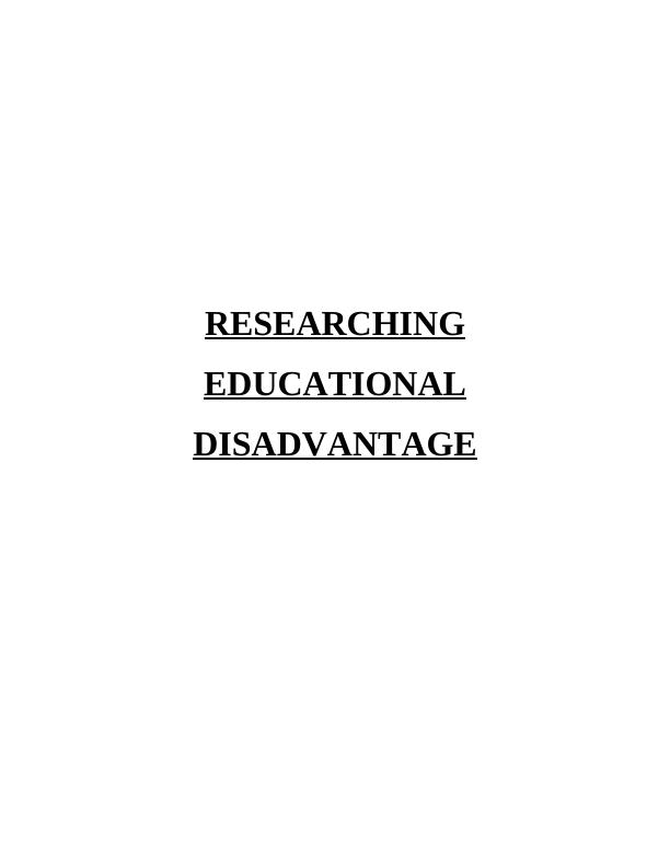 Research on Educational Disadvantage_1