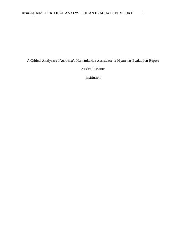 Critical Analysis of an Evaluation Essay_1
