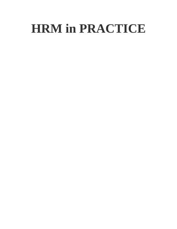 Human Resource Management (HRM) Practices | Assignment_1