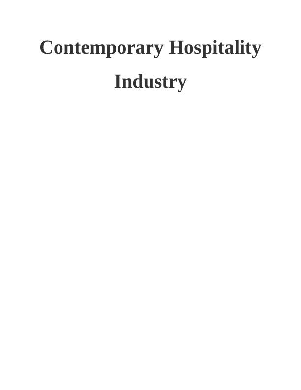 [PDF] Contemporary Hospitality Industry - Assignment_1