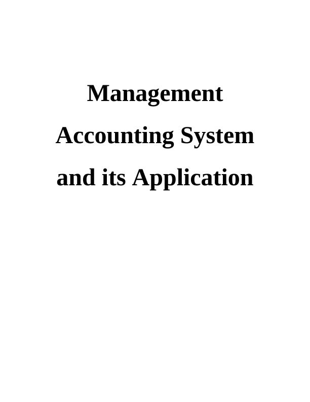 Application of Management Accounting System_1