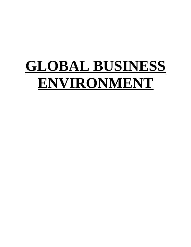 Global Business Environment Project | Assignment_1