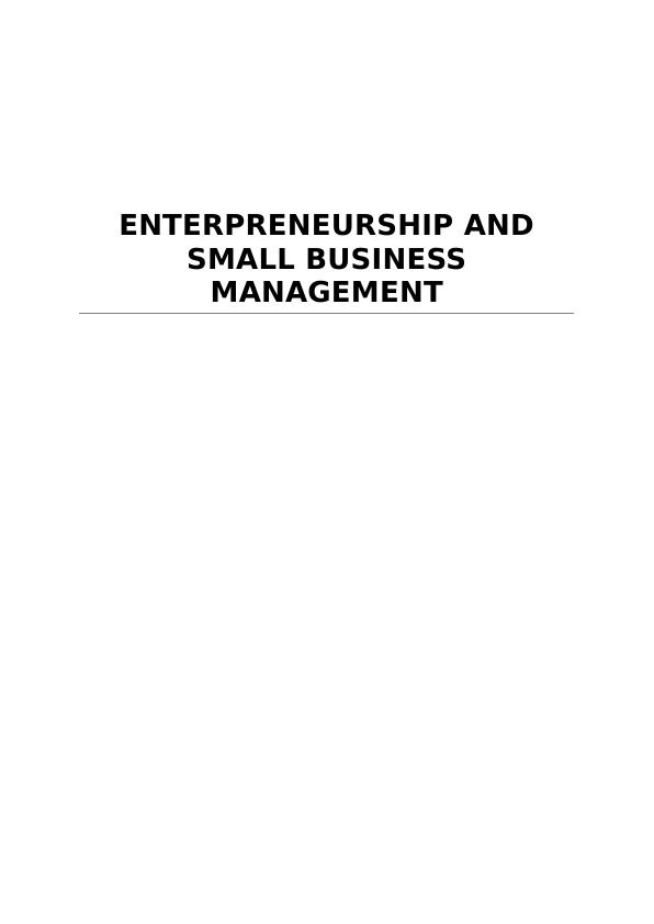 Entrepreneurship & Small Business Management - Essay_1
