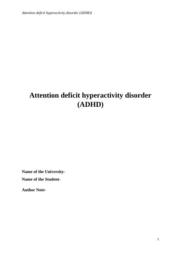 Attention deficit hyperactivity disorder - Assignment PDF_1