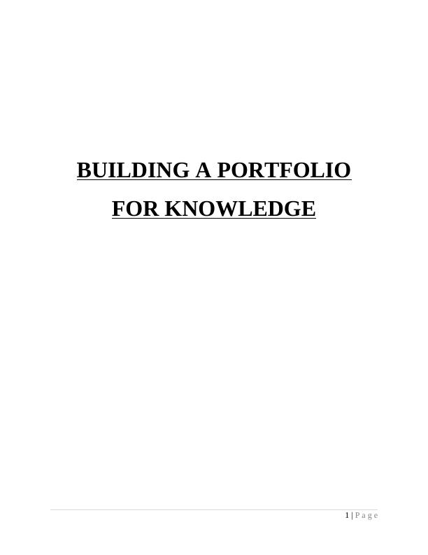 Building a Portfolio for Knowledge | Report_1