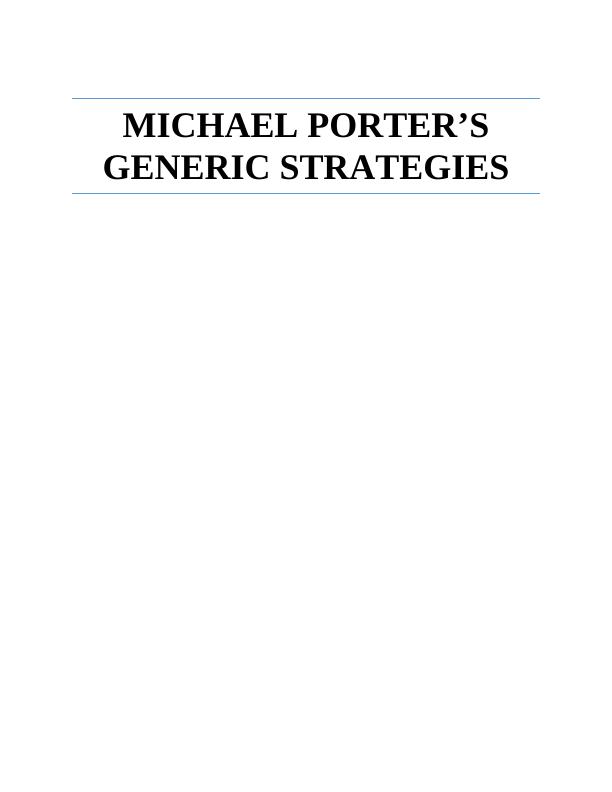 Porter's Generic Strategies with examples_1