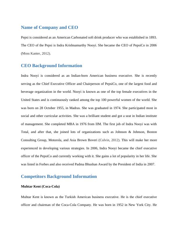 Pepsi CEO and Competitors: Background, Compensation, Ratios, and Industry Overview_1