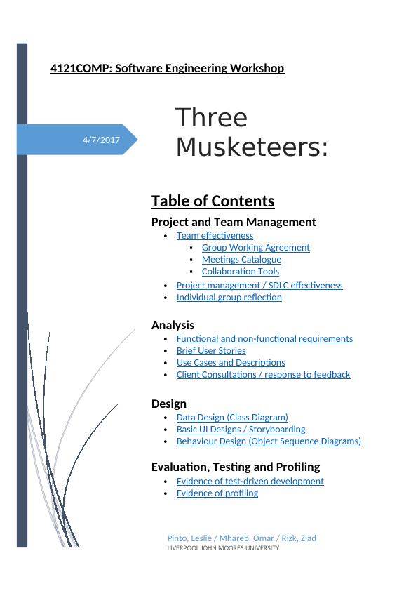 Three Musketeers: Group Report for Software Engineering Workshop_1