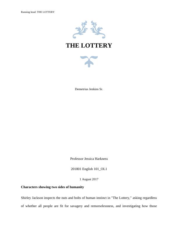 Characters showing two sides of humanity in The Lottery_1