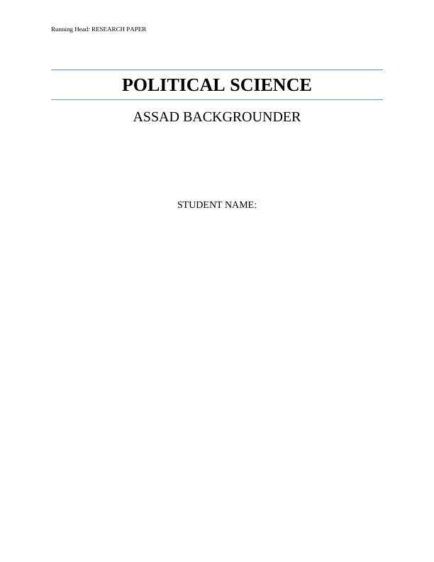 Assad Backgrounder: Political Science Research Paper_1