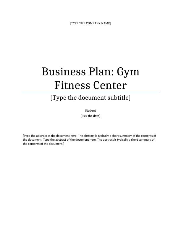 Business Plan: Gym Fitness Center_1