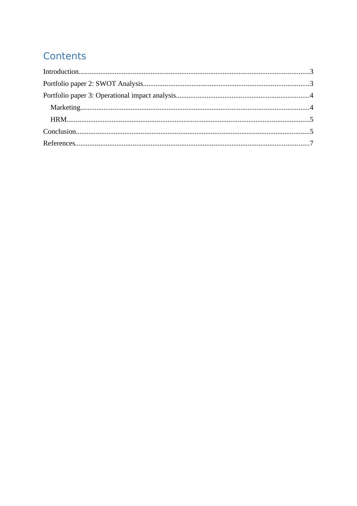 Portfolio Papers 2&3: SWOT Analysis and Operational Impact Analysis_2