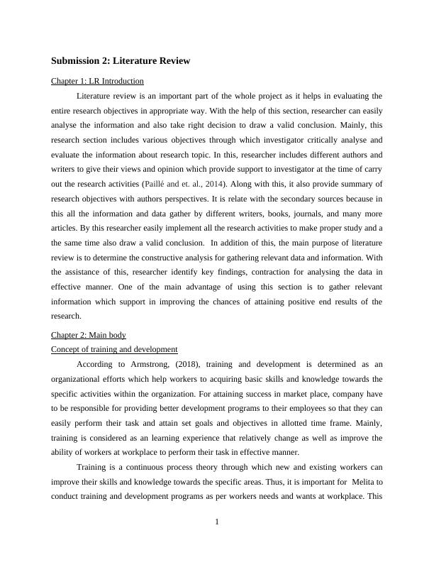 Literature Review  : Assignment Sample_3
