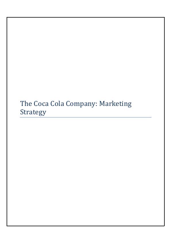 The Coca Cola Company: Marketing Strategy._1