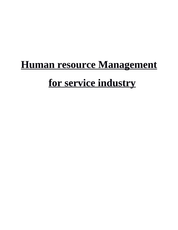 Human Resource Management for Service Industry Contents_1