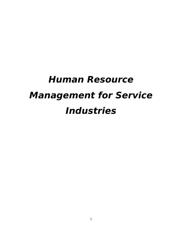 Human Resource Management for Service Industries_1