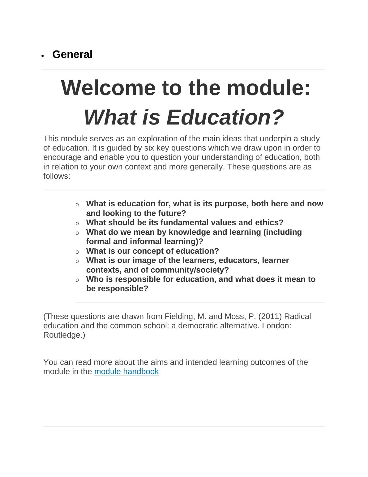 Module on Study of Education: Assignment_1