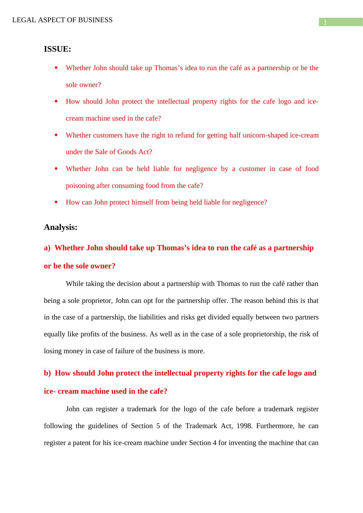 Legal Aspect of Business | Case Study Analysis_2