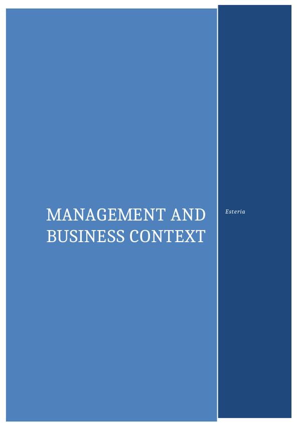 MGMT20144 Business Management Assignment: Esteria_1
