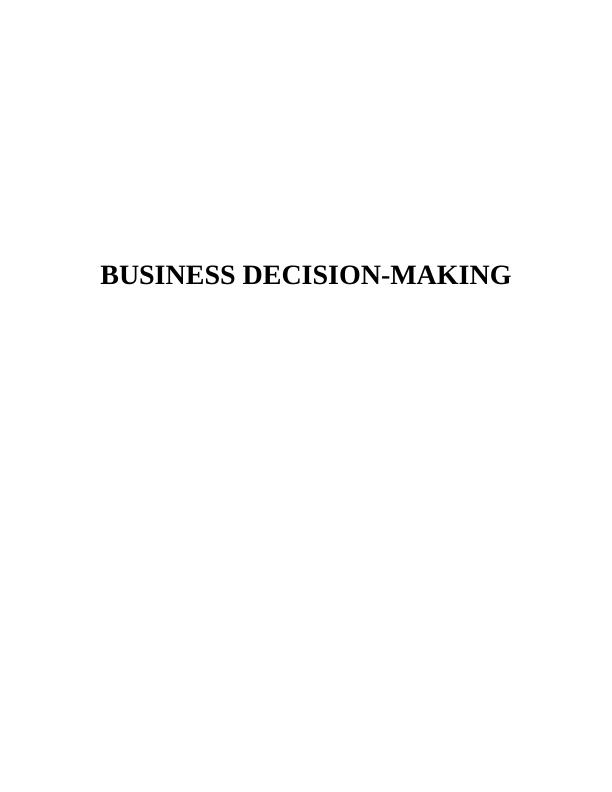Business Decision-Making Table of Contents_1