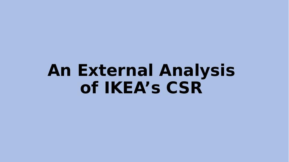 External Analysis of IKEA’s CSR_1