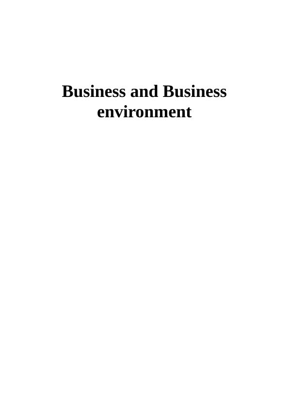 Business and Business Environment Assignment - Solved_1