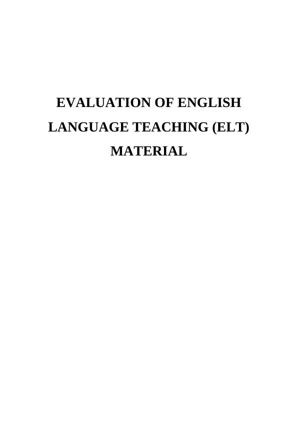Evaluation of English Language Teaching Report_1