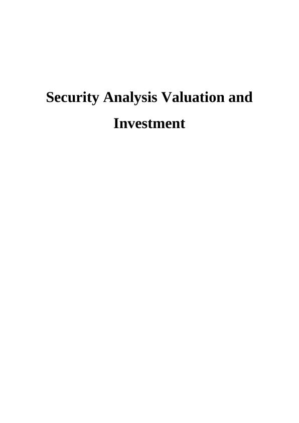 Security Analysis Valuation and Investment_1