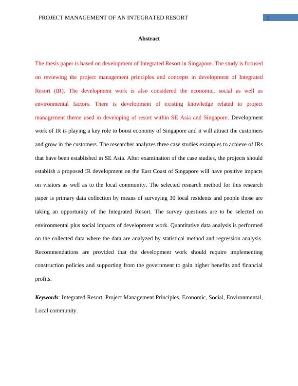 Project Management of an Integrated Resort Research Paper 2022_2