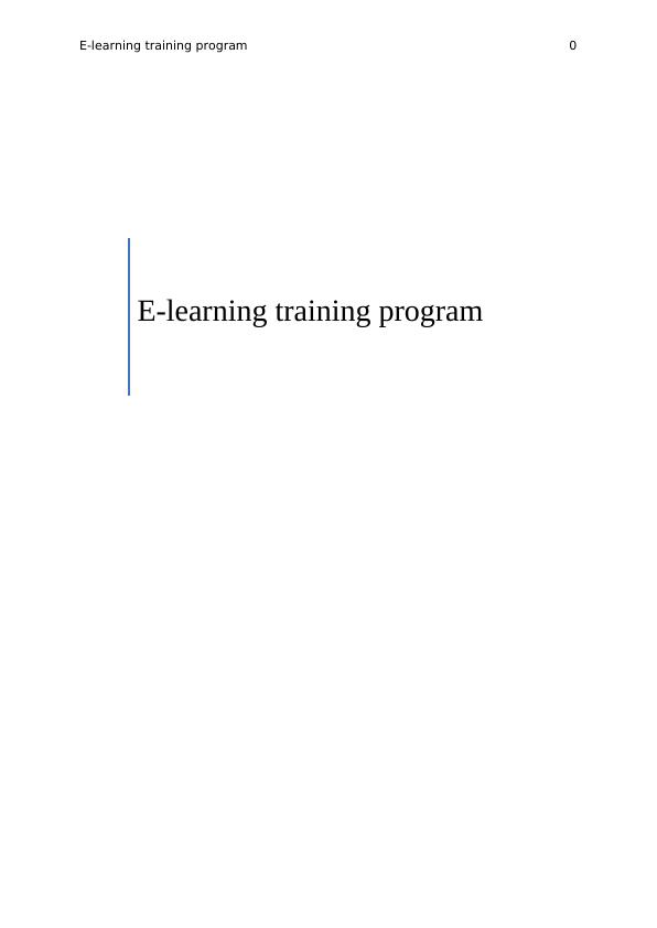 E-Learning Training Program | Report_1