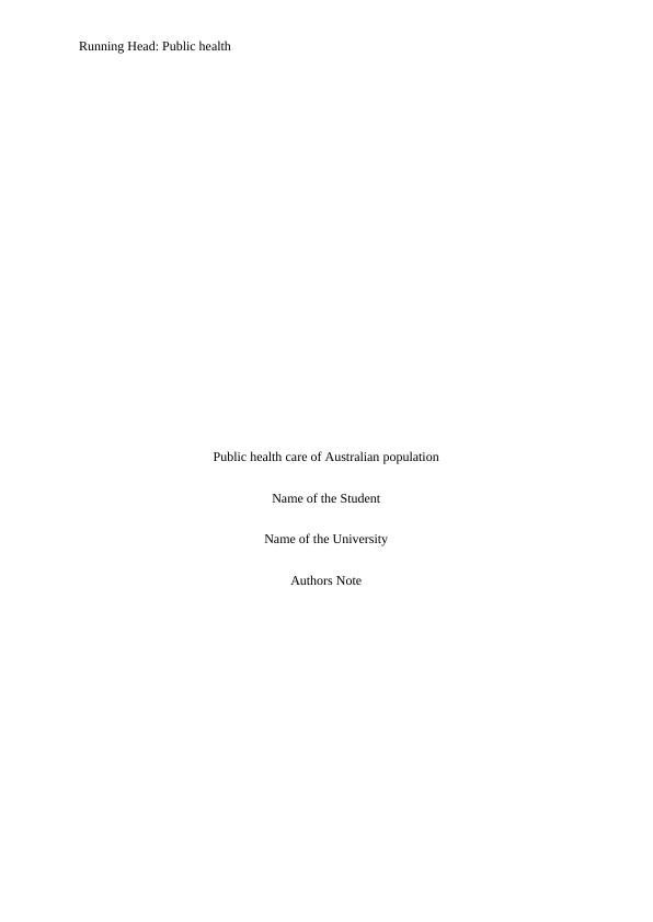 Public Health Care of Australian Population_1