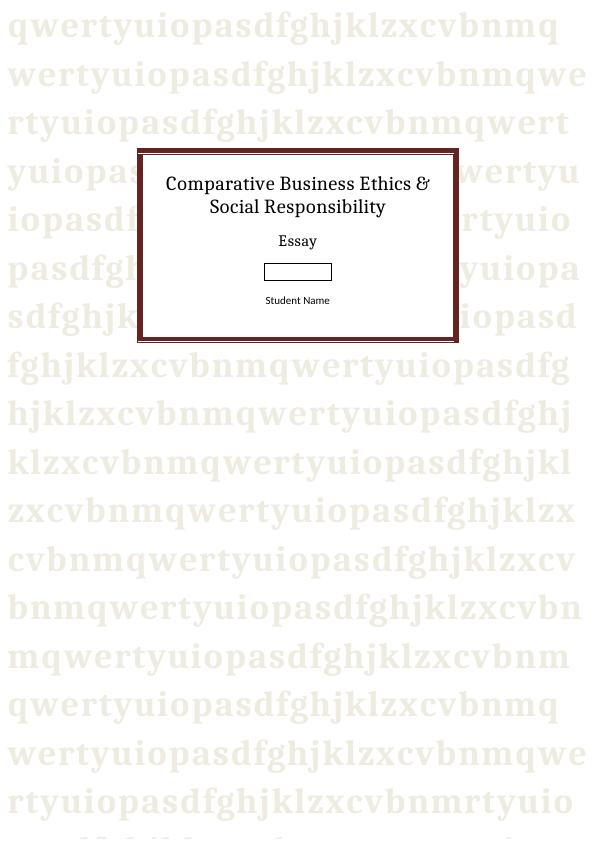 Comparative Business Ethics & Social Responsibility_1
